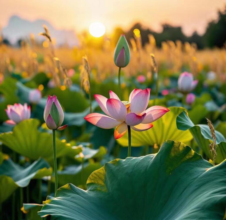 The summer heat is unbearable, the cicadas are in a hurry, and the lotus leaves in the pond are giving us coolness. ‘The Great Heat’.